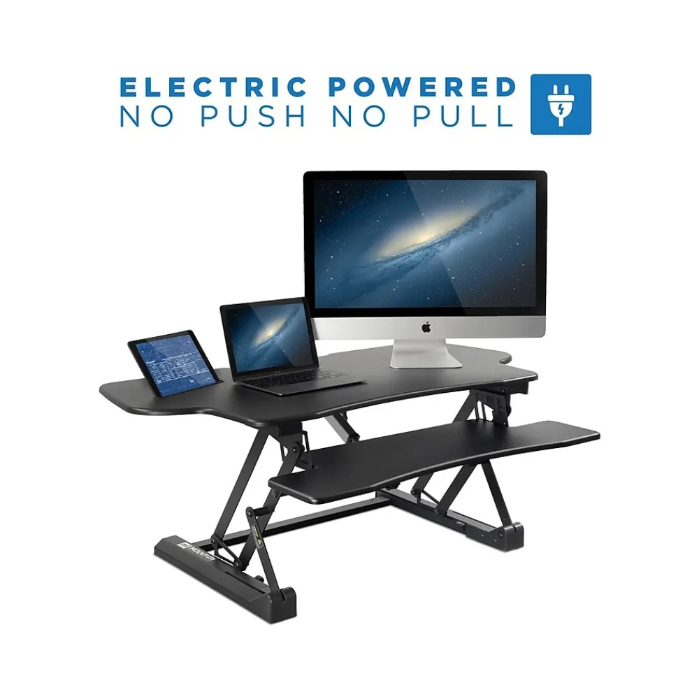 Standing Desks*Mount-It! 49"W Electric Adjustable Standing Desk Converter with USB Charging Port, Black (MI-7962)