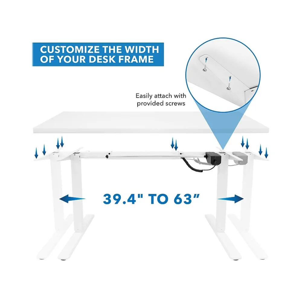 Standing Desks*Mount-It! 55"W Electric Adjustable Standing Desk, (MI-18061) White