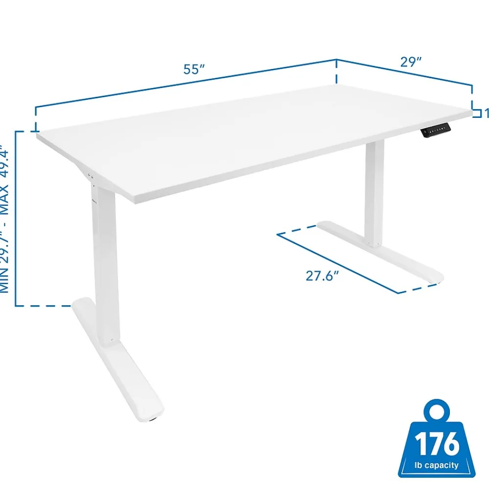 Standing Desks*Mount-It! 55"W Electric Adjustable Standing Desk, (MI-18061) White