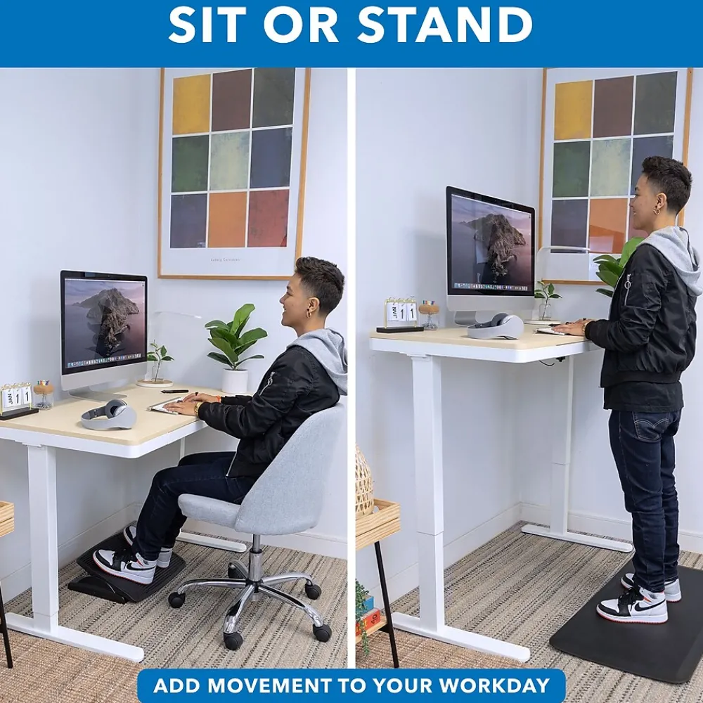 Standing Desks*Mount-It! 47"W Electric Adjustable Standing Desk, Maple/White (MI-15004)