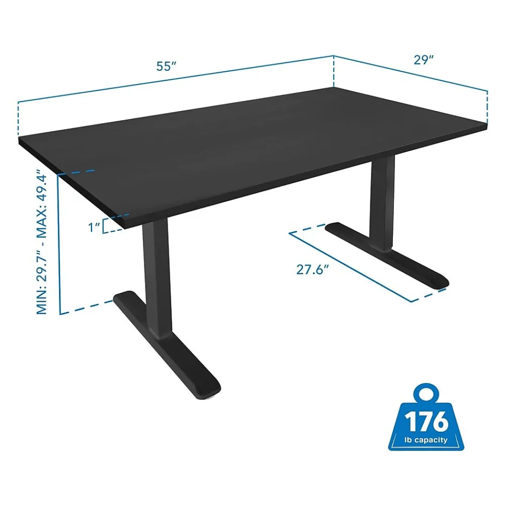 Standing Desks*Mount-It! 55"W Electric Rectangular Adjustable Standing Desk, (MI-18087) Black