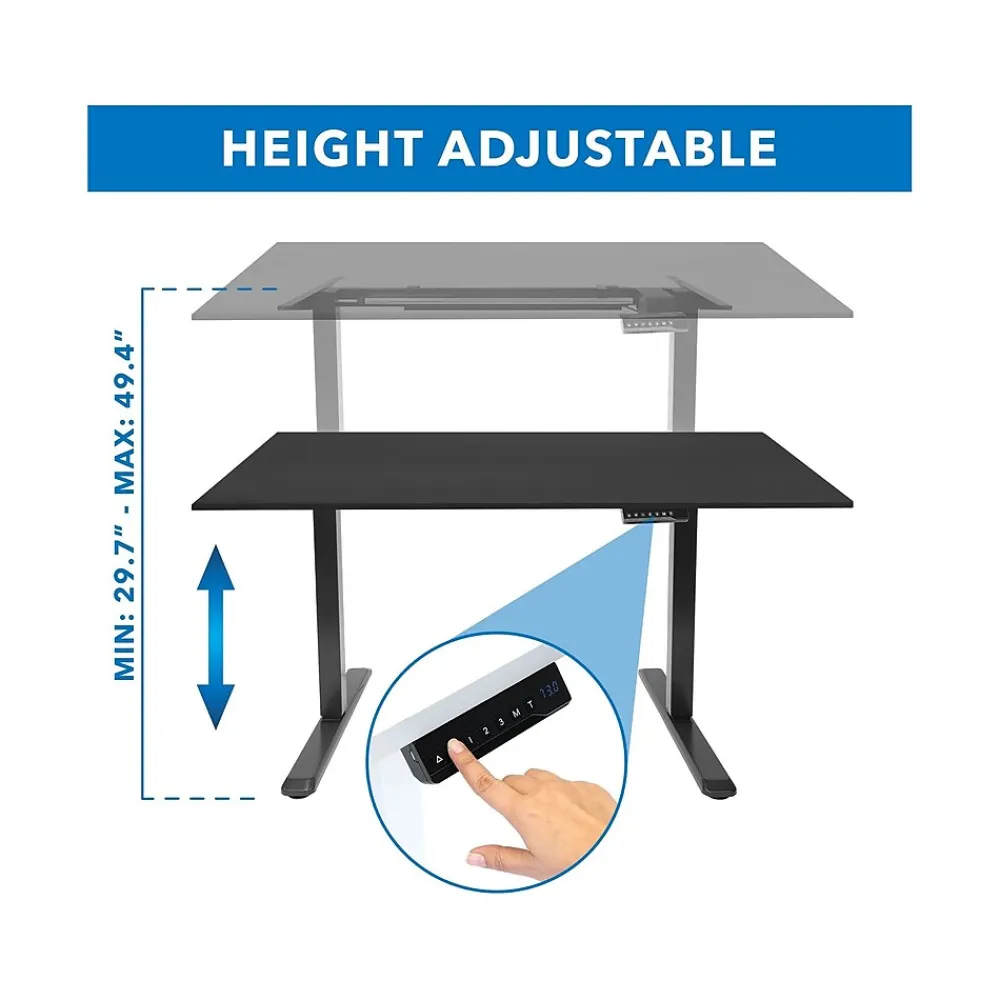 Standing Desks*Mount-It! 55"W Electric Rectangular Adjustable Standing Desk, (MI-18087) Black