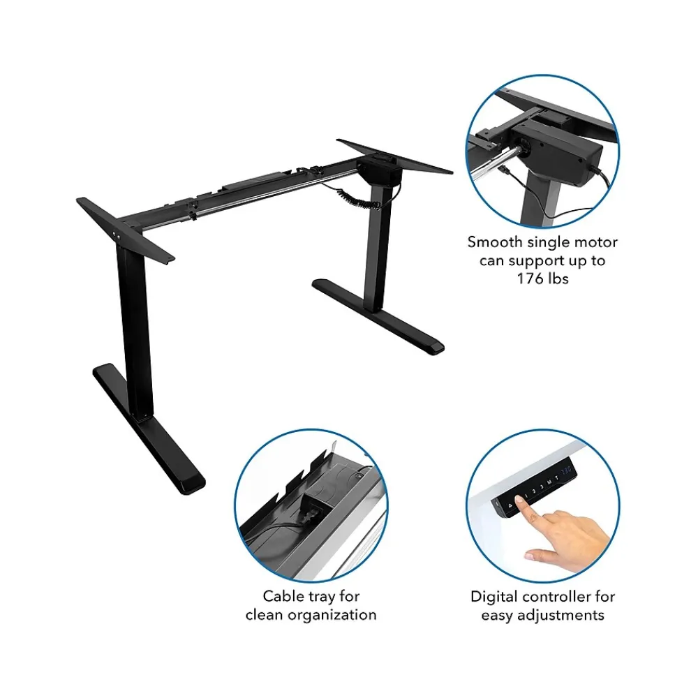 Standing Desks*Mount-It! 55"W Electric Rectangular Adjustable Standing Desk, (MI-18087) Black