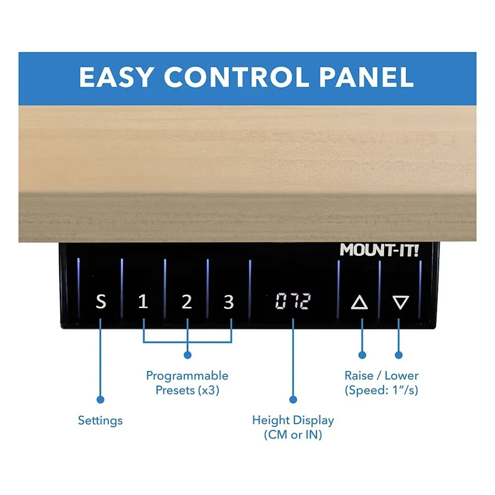 Standing Desks*Mount-It! 55"W Electric Rectangular Adjustable Standing Desk, (MI-18097) Maple/White