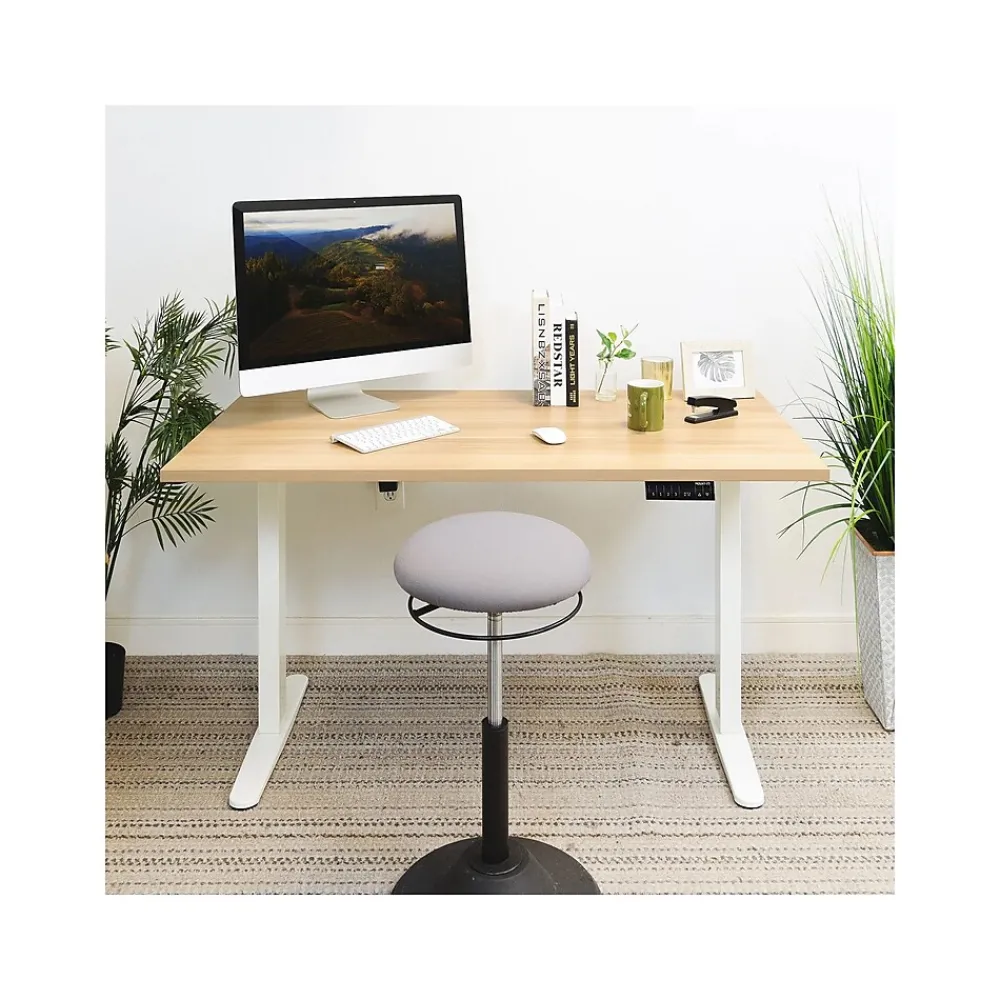 Standing Desks*Mount-It! 55"W Electric Rectangular Adjustable Standing Desk, (MI-18097) Maple/White
