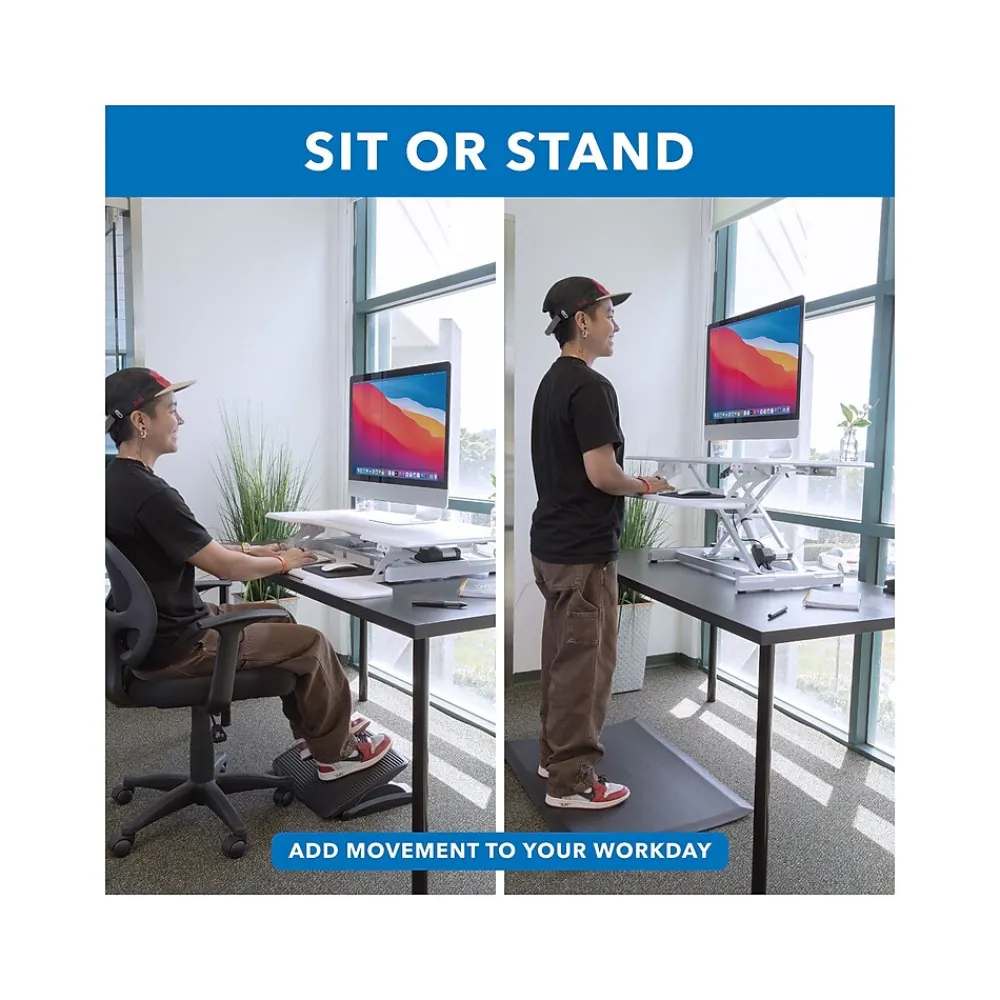 Standing Desks*Mount-It! 38"W Electric Rectangular Adjustable Standing Desk Converter, White (MI-8012)