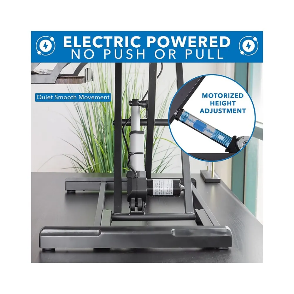 Standing Desks*Mount-It! 38"W Electric Rectangular Adjustable Standing Desk Converter, Dark Walnut (MI-8011)