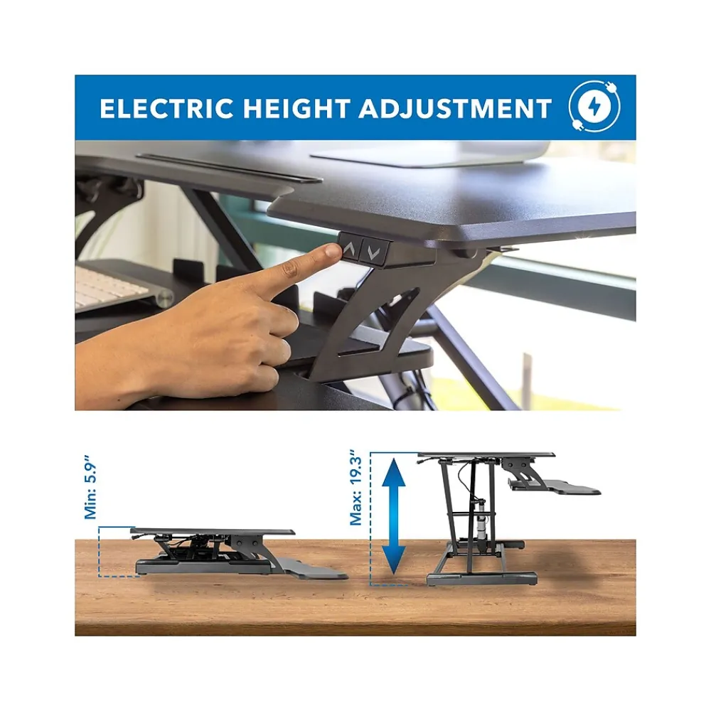 Standing Desks*Mount-It! 38"W Electric Rectangular Adjustable Standing Desk Converter, Black (MI-8010)
