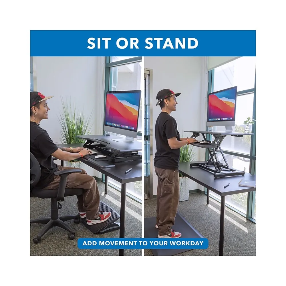 Standing Desks*Mount-It! 38"W Electric Rectangular Adjustable Standing Desk Converter, Black (MI-8010)