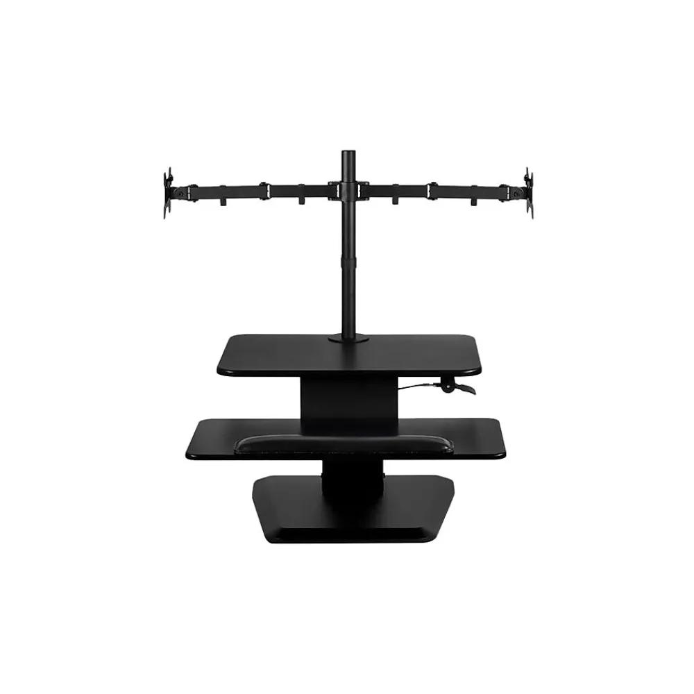Standing Desks*Mount-It! 24"W Manual Adjustable Standing Desk Converter with Dual Monitor Mount, Black (MI-7914)