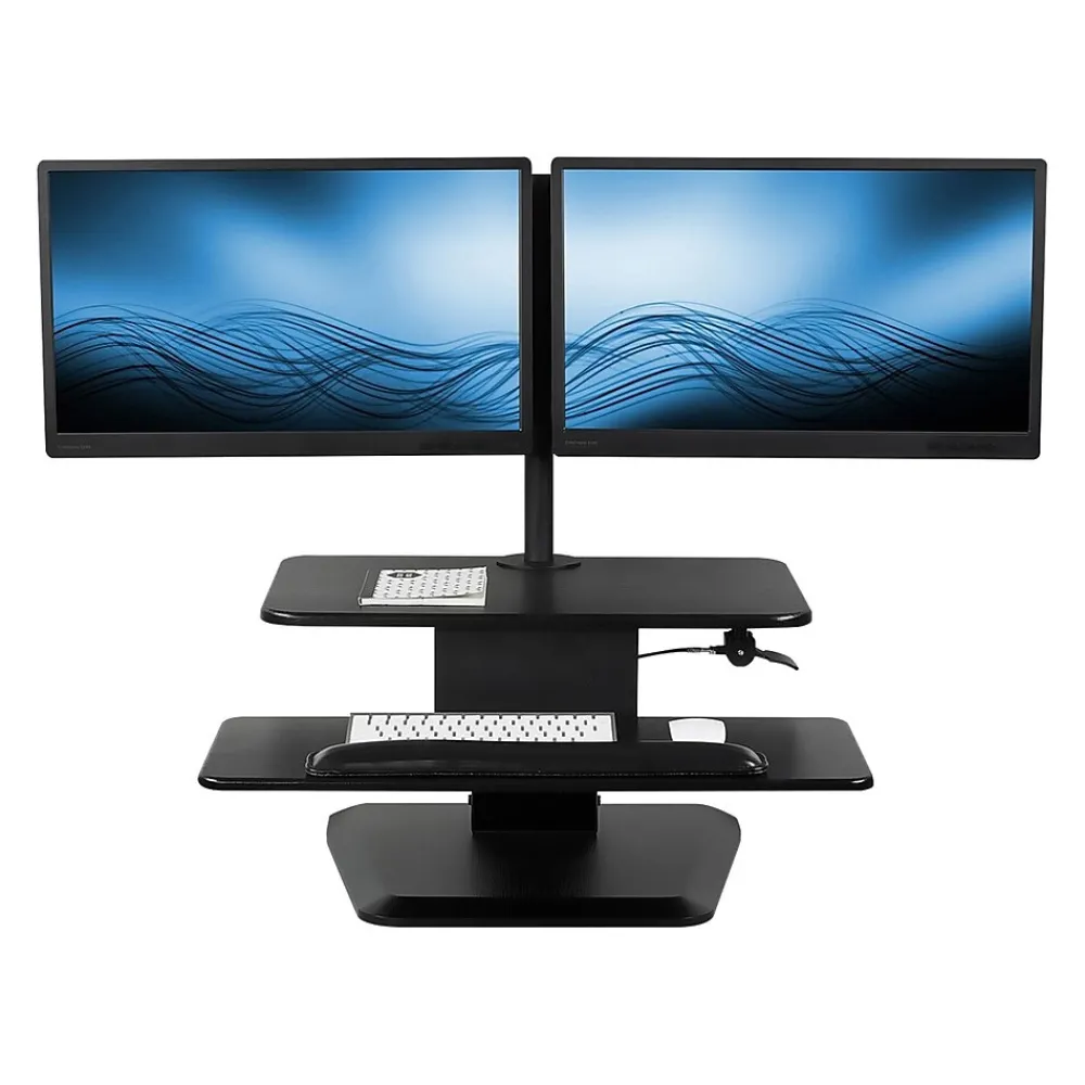 Standing Desks*Mount-It! 24"W Manual Adjustable Standing Desk Converter with Dual Monitor Mount, Black (MI-7914)