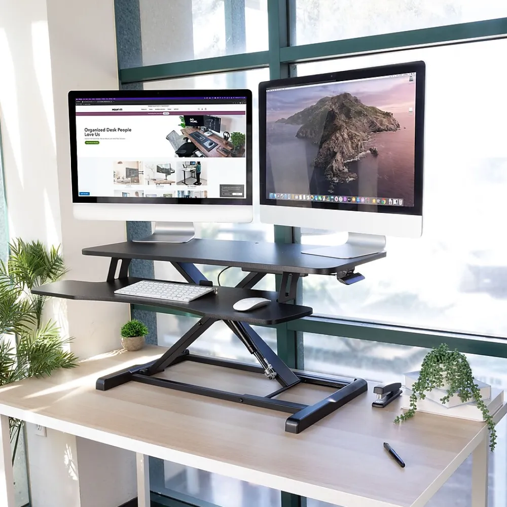 Standing Desks*Mount-It! 36"W Manual Adjustable Standing Desk Converter, Black (MI-8050)