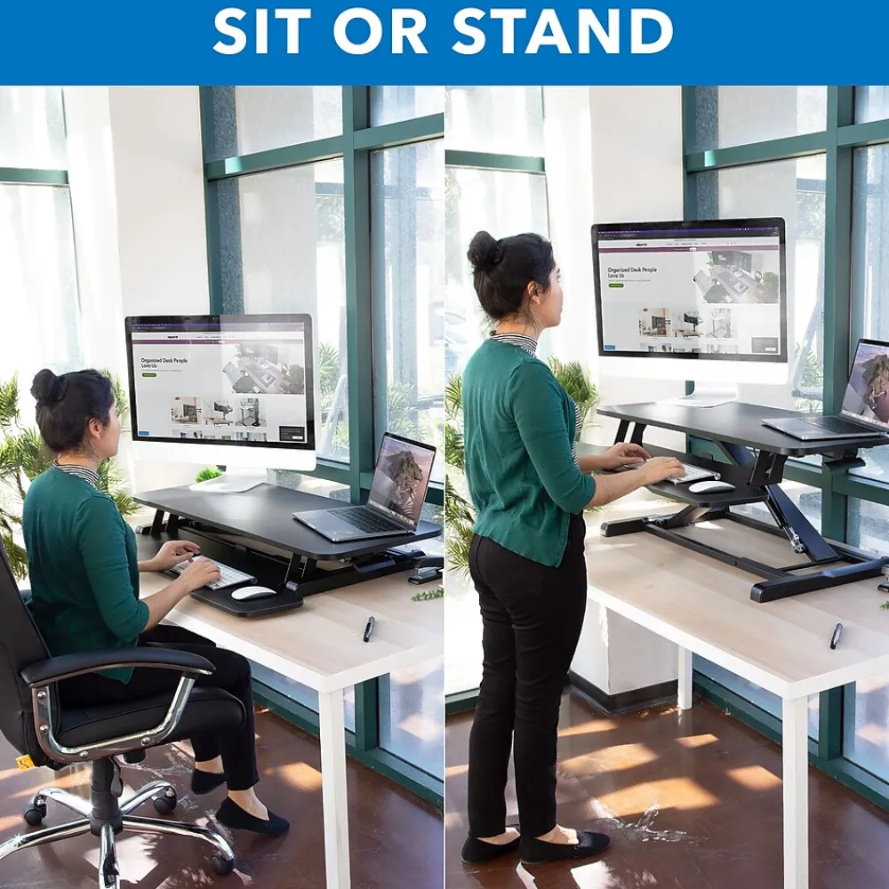 Standing Desks*Mount-It! 36"W Manual Adjustable Standing Desk Converter, Black (MI-8050)