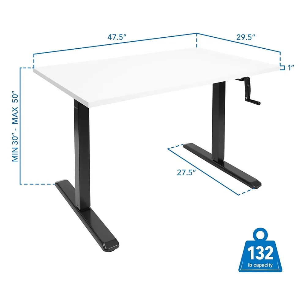 Standing Desks*Mount-It! 48"W Manual Adjustable Standing Desk, White/Black (MI-18069)