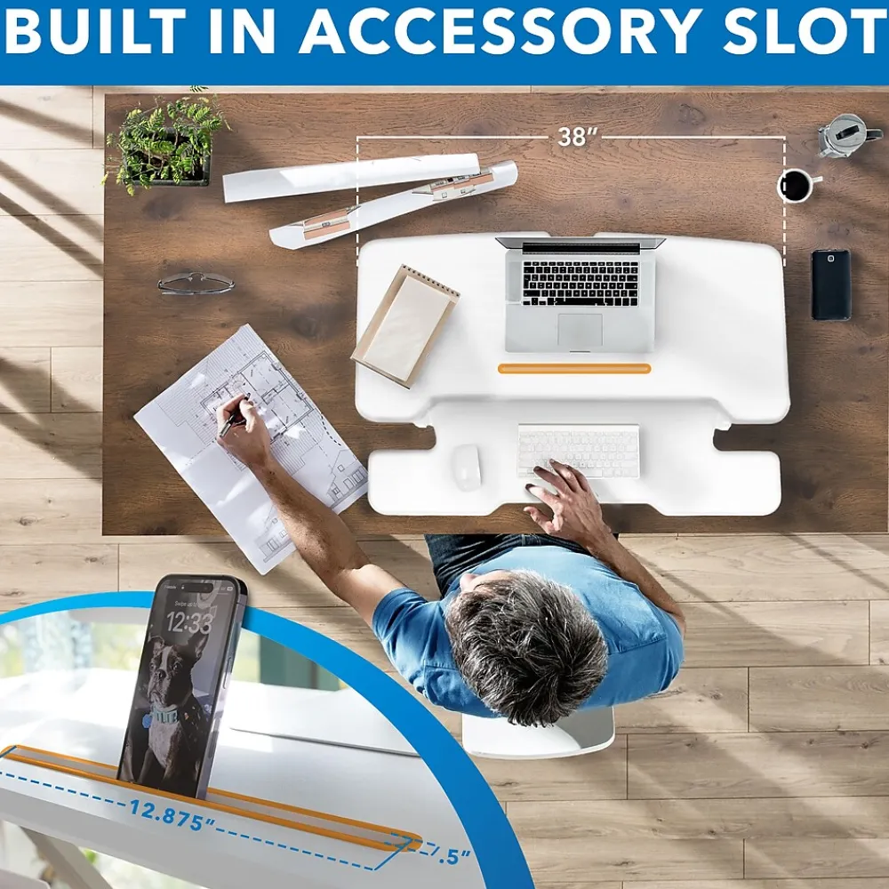 Standing Desks*Mount-It! 38"W Manual Adjustable Standing Desk Converter, White (MI-15005)