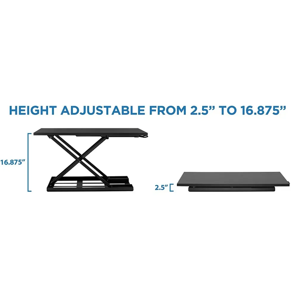 Standing Desks*Mount-It! 32"W Rectangular Adjustable Metal Standing Desk Converter, Black (MI-7929BLK)