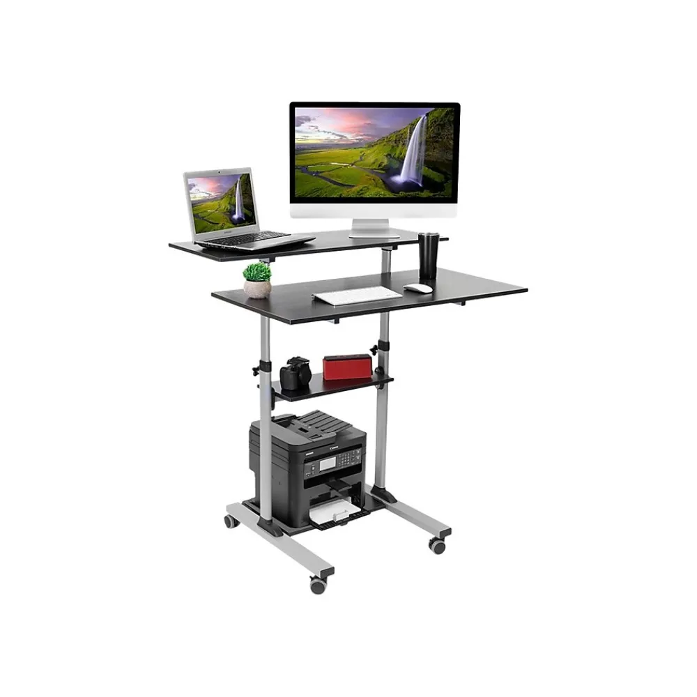 Standing Desks*Mount-It! Mount-lt! 37"-55" Adjustable Monitor Rolling Stand up Desk, Black (MI-7970B)