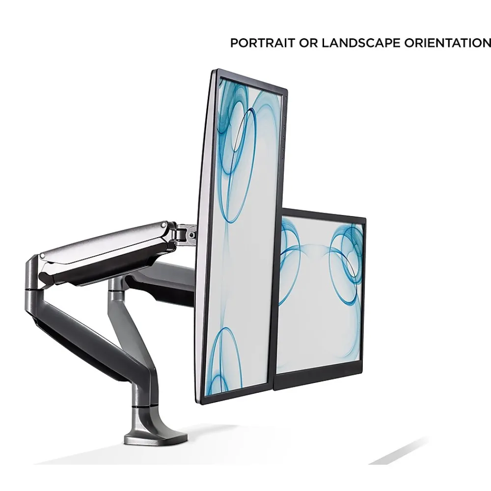 Sale Mount-It! Mount-lt! Adjustable Dual Monitor Arm Mount, Up To 32", Silver (MI-1772)
