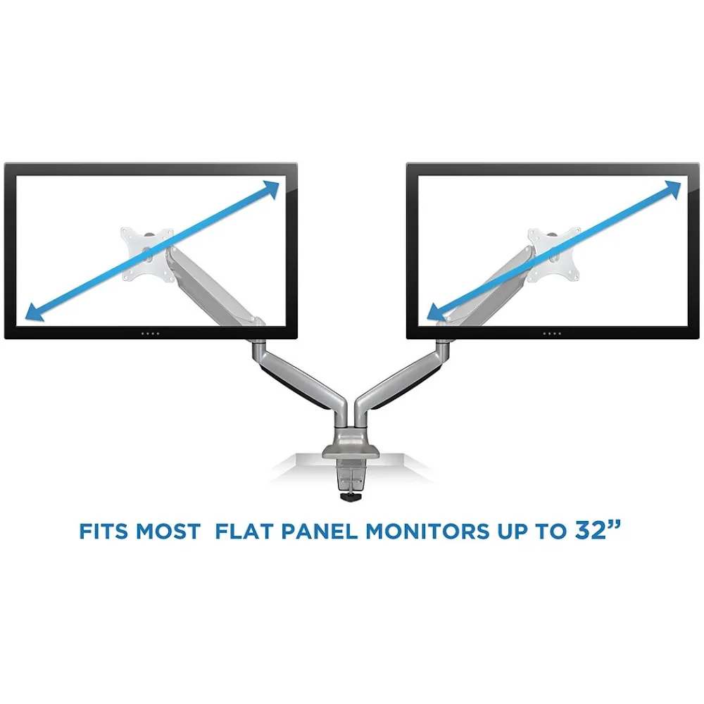 Sale Mount-It! Mount-lt! Adjustable Dual Monitor Arm Mount, Up To 32", Silver (MI-1772)