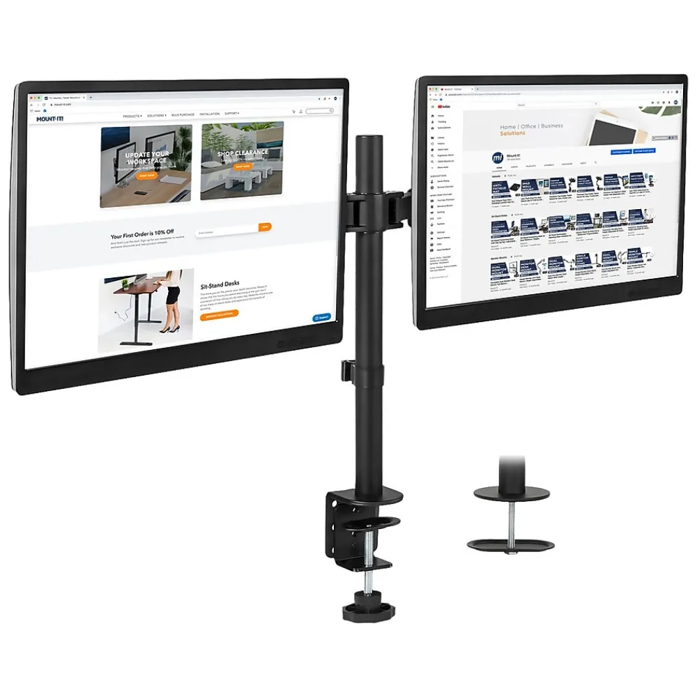 Clearance Mount-It! Mount-lt! Adjustable Full Motion Monitor Arm Mount, Up to 32" Monitor, Black (MI-2752L)