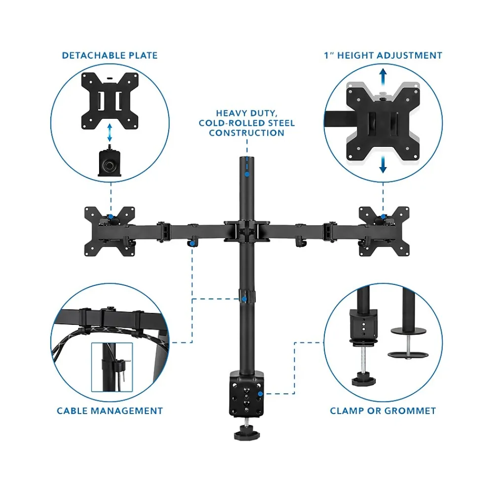Clearance Mount-It! Mount-lt! Adjustable Full Motion Monitor Arm Mount, Up to 32" Monitor, Black (MI-2752L)