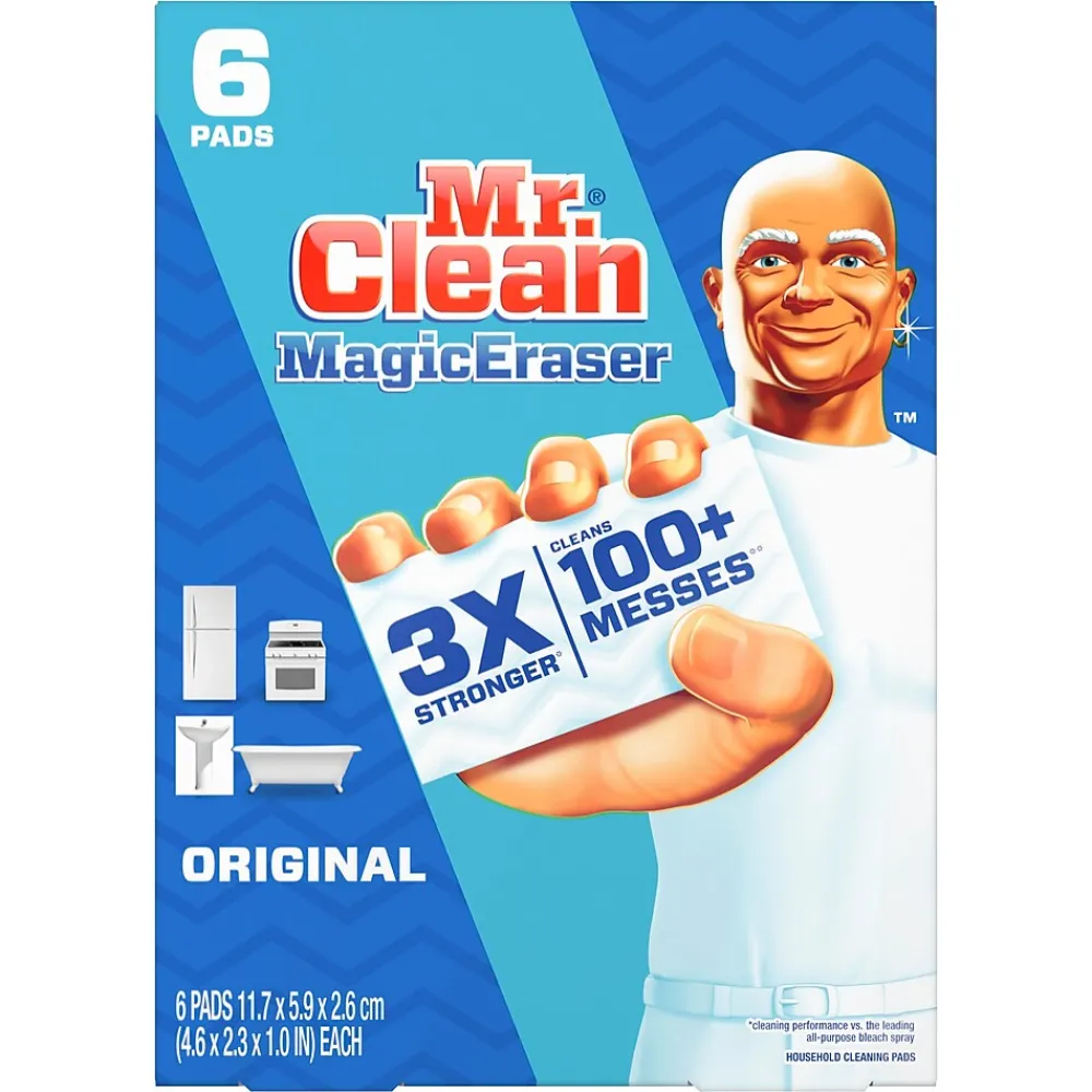 Magic Eraser Original White Scouring Pad, 6 Pads/Pack, 6 Packs/Carton (79009)<Mr. Clean New