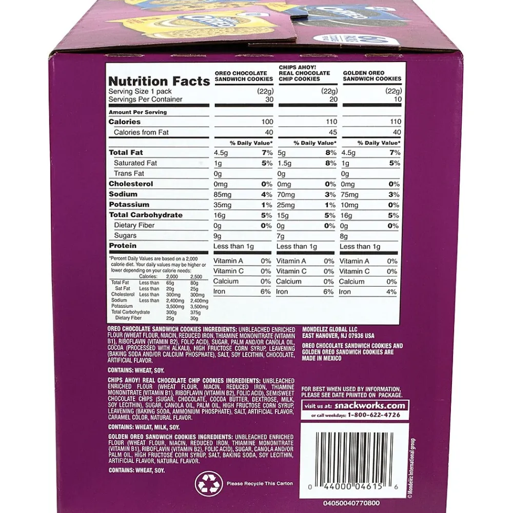 Nabisco Cookies Variety Pack, 60 Packs/Box (220-00729)