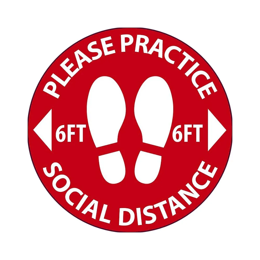 National Marker Projector Lens, "Please Practice Social Distancing," 2.5" x 2.5", Red/White (VSPL7)