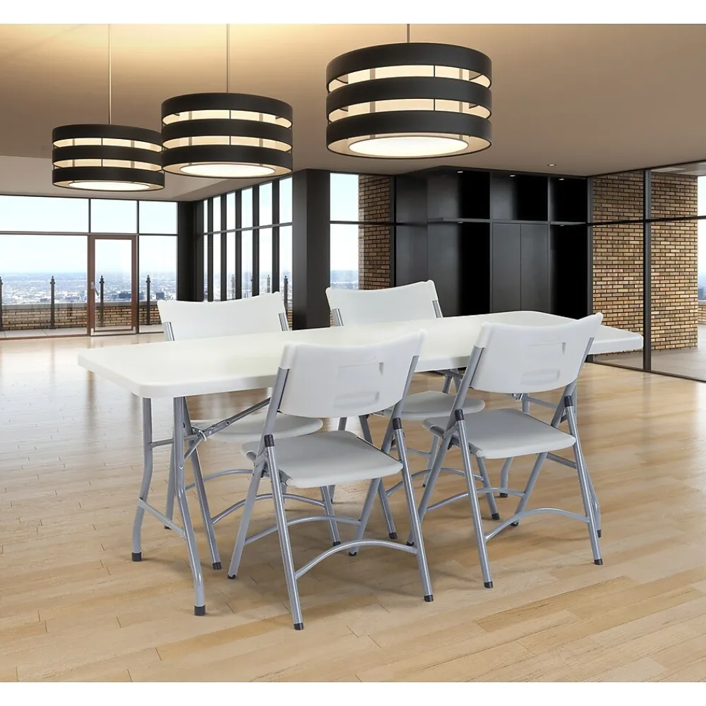Folding Tables*National Public Seating BT3000 Series 6' x 30" Plastic Folding Table, Speckled Gray (BT3072)
