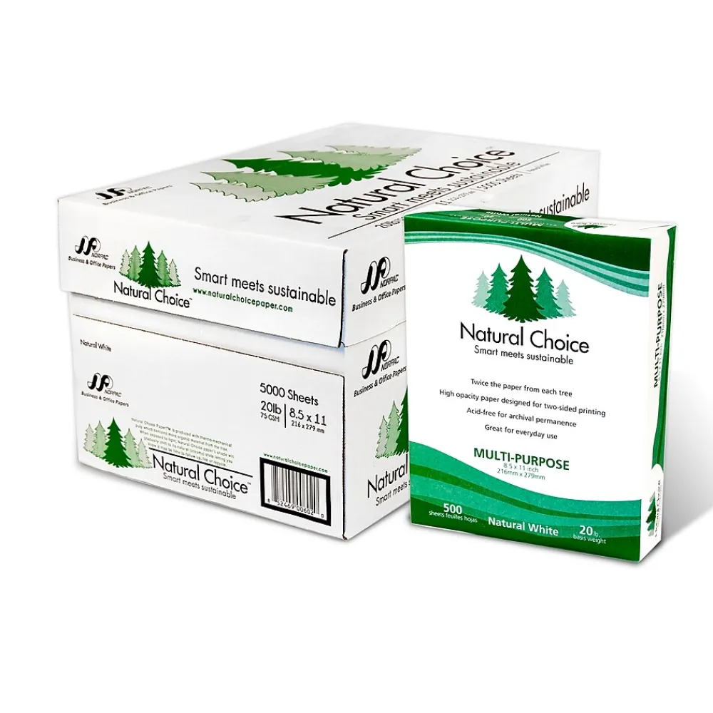 Multipurpose Paper*Natural Choice 8.5" x 11" Multipurpose Paper, 20 lbs., 92 Brightness, 5000 Sheets/Carton (MNW000-01)