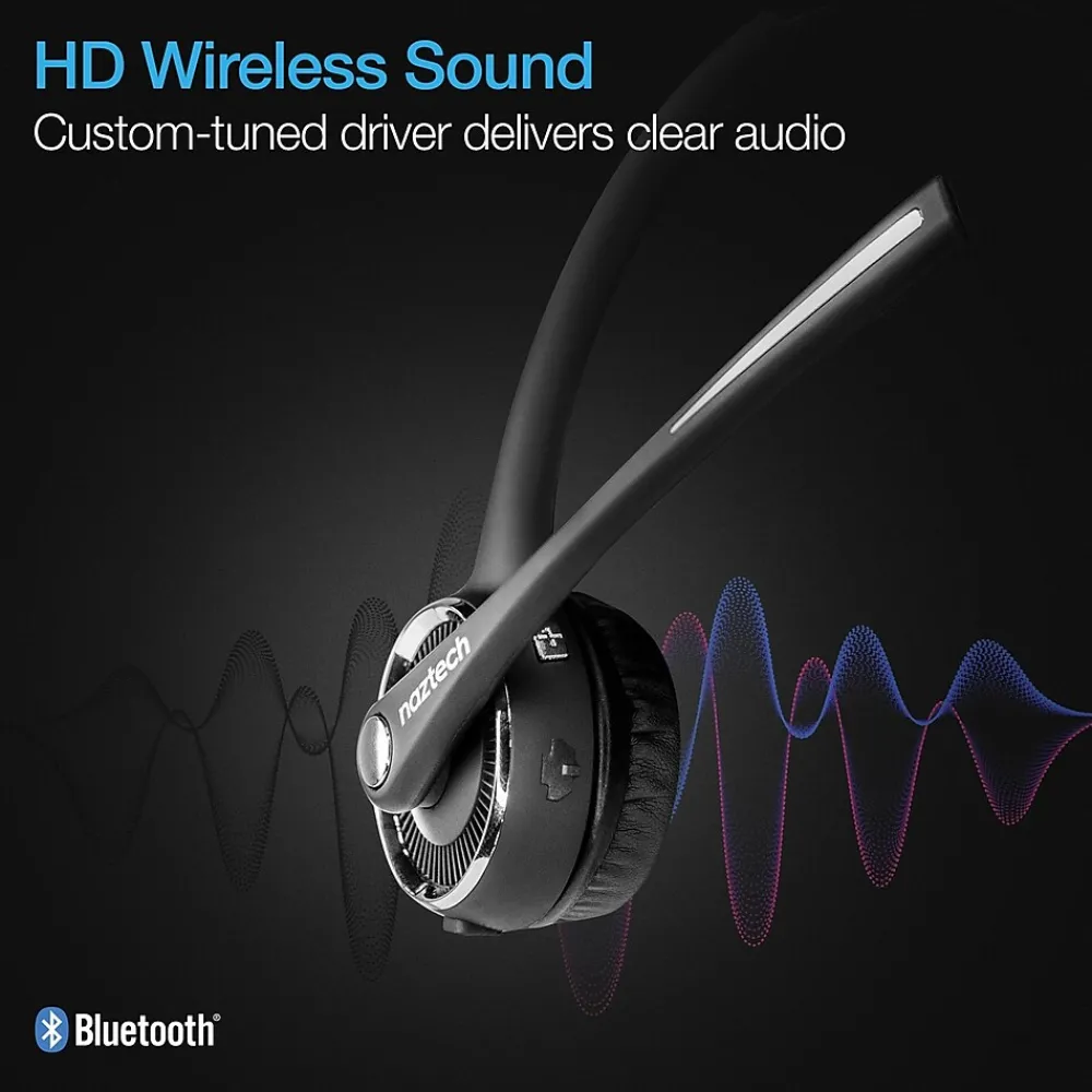 Hot Naztech Wireless Noise Canceling Bluetooth On Ear Headset, Black (15183)