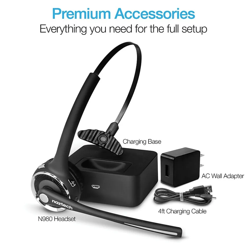 Hot Naztech Wireless Noise Canceling Bluetooth On Ear Headset, Black (15183)