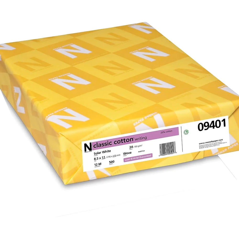 Resume Paper*Neenah Paper Classic COTTON® 8 1/2" x 11" 24 lbs. Writing Wove Paper, Solar White, 500/Ream