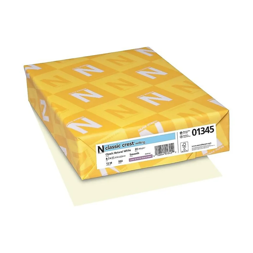 Resume Paper*Neenah Paper Classic Crest 8.5"W x 11"L Writing Paper, 24 Lbs., Smooth, 500/Ream (01345)