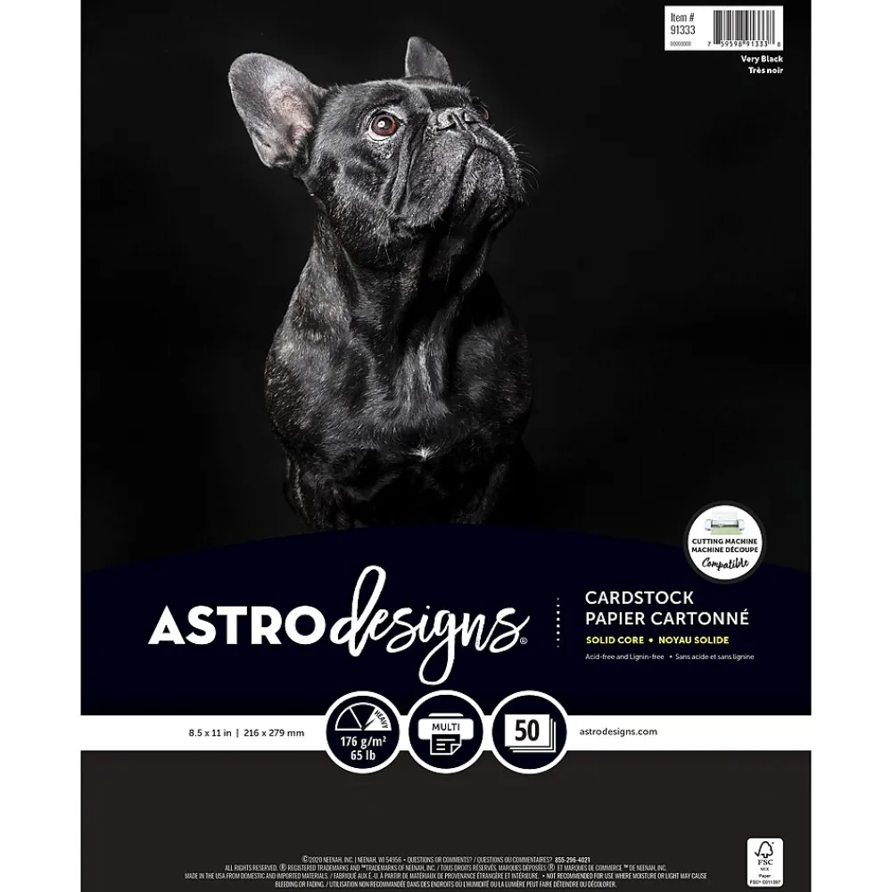 Card Stock*Neenah Paper Creative Collection 65 lb. Cardstock Paper, 8.5" x 11", Black, 50 Sheets/Ream (91333-01)