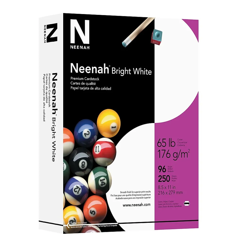 Card Stock*Neenah Paper Neenah Bright White 65 lb. Cardstock Paper, 8.5" x 11", Bright White, 250 Sheets/Pack (91904/92904)