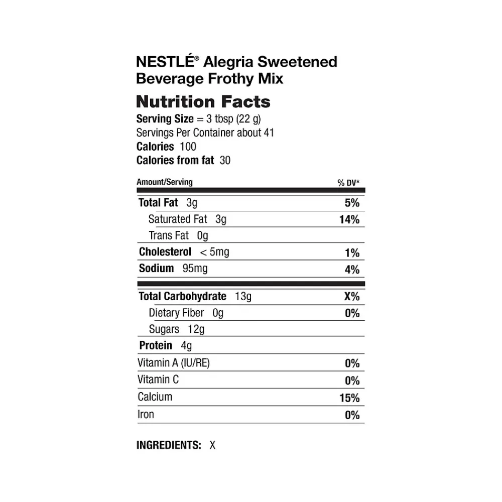Nescafe Alegria Sweetened Beverage Frothy Mix, 32 oz., 8/Carton (11000339)