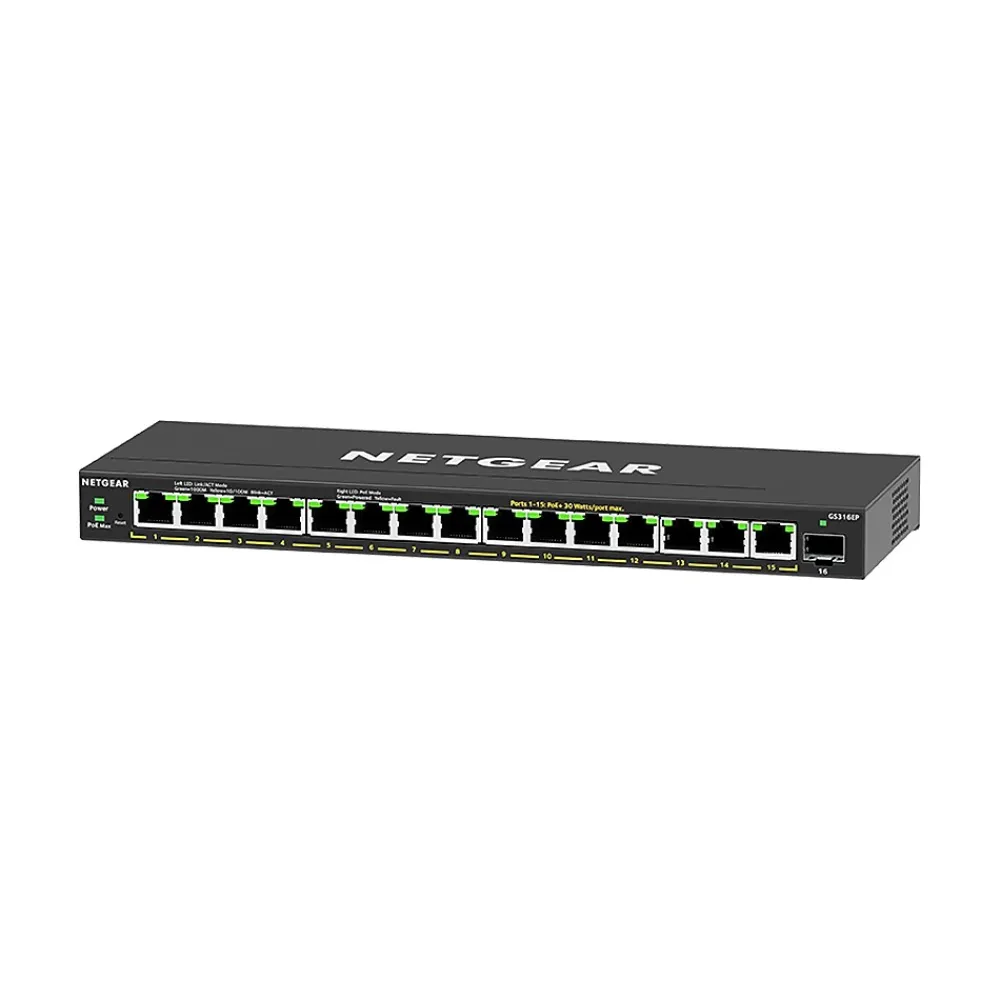 Sale Netgear 300 Plus 16-Port Gigabit Ethernet Managed Switch, 10/100/1000 Mbps (GS316EP-100NAS)