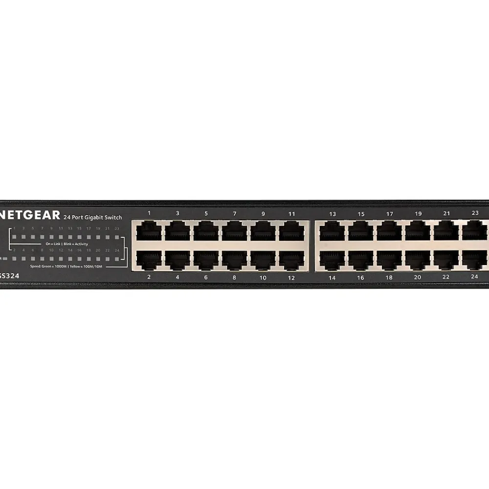 Outlet Netgear 300 Series 24-Port Gigabit Ethernet Unmanaged Switch, 10/100/1000 Mbps, Black (GS324-200NAS)