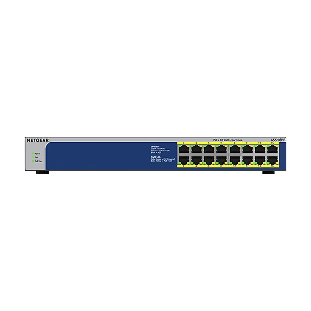 Best Netgear 16-Port Gigabit Ethernet Unmanaged Switch, 10/100/1000 Mbps, Black (GS516PP-100NAS)