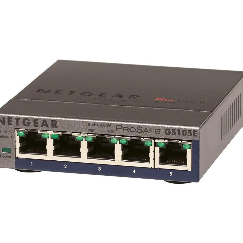 New Netgear ProSafe 5-Port Gigabit Ethernet Smart Switch, Gray (GS105E-200NAS)
