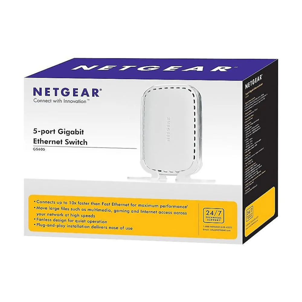 Best Netgear SOHO 5-Port Gigabit Ethernet Unmanaged Switch, White (GS605NA)