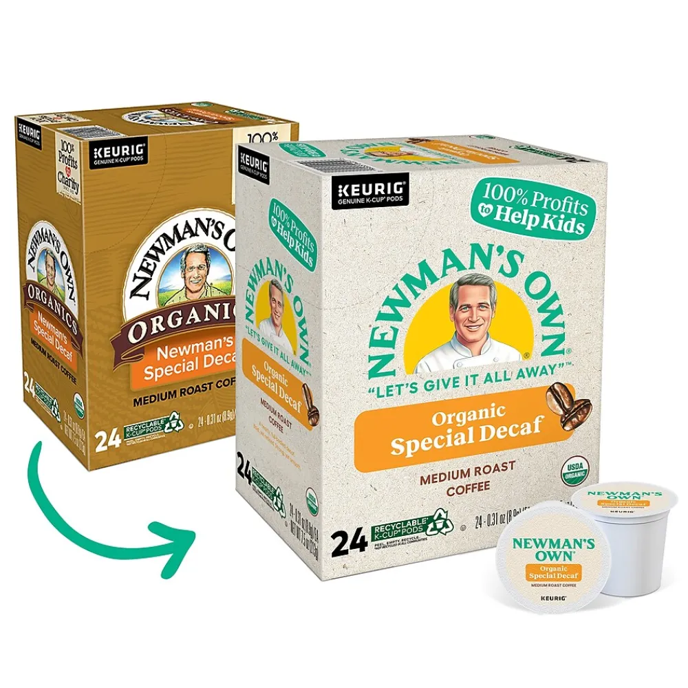 Newman's Own Organics Special Decaf Coffee, Medium Roast, 0.31 oz. Keurig® K-Cup® Pods, 24/Box (4051)