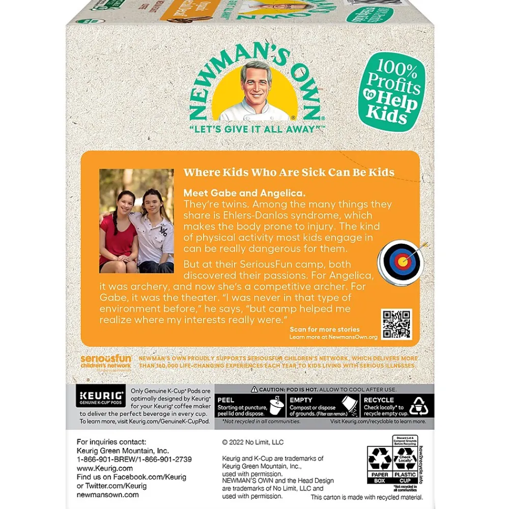 Newman's Own Organics Special Decaf Coffee, Medium Roast, 0.31 oz. Keurig® K-Cup® Pods, 24/Box (4051)