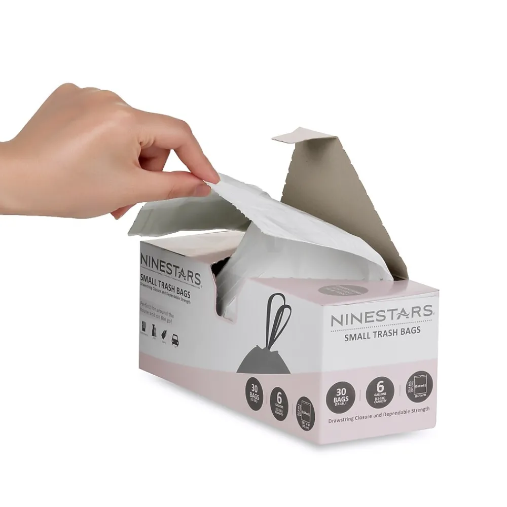 6 Gallon Trash Bag, High Density, White, 30 Bags/Box (NSTB-6-30)<Nine Stars Online