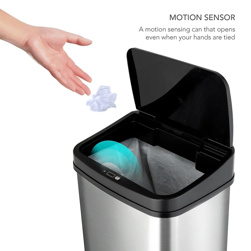Stainless Steel Motion Sensor Trash Can, 13.2 Gal. (DZT-50-28)<Nine Stars Hot