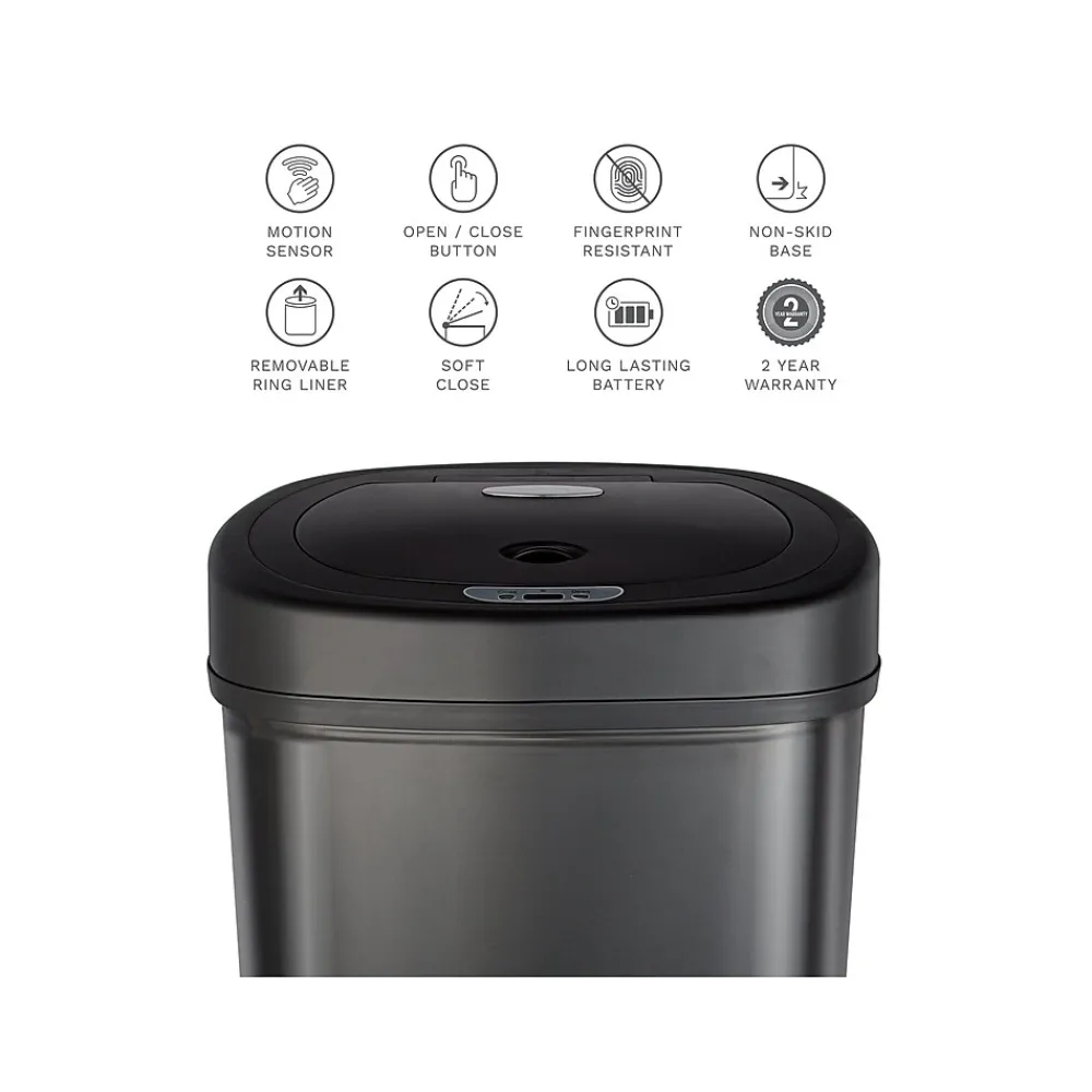 Stainless Steel Sensor Trash Can, 13.2-Gallon, Black (DZT-50-9BK)<Nine Stars Outlet