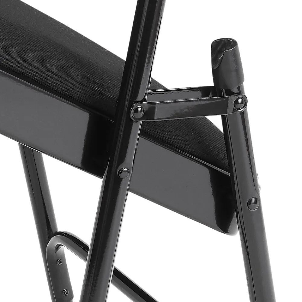 Folding & Stacking*National Public Seating NPS 2300 Series Fabric Padded Triple Brace Double Hinge Premium Folding Chairs, Midnight Black/Black, 100 Pack (2310/100)