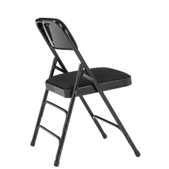Folding & Stacking*National Public Seating NPS 2300 Series Fabric Padded Triple Brace Double Hinge Premium Folding Chairs, Midnight Black/Black, 4 Pack (2310/4)