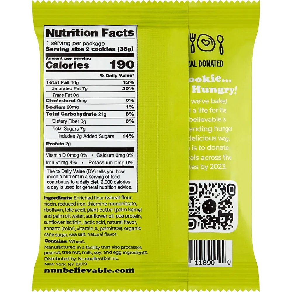 Nunbelievable Plant-based Shortbread Cookie, 1.3 oz, 18/Pack(220-02245)